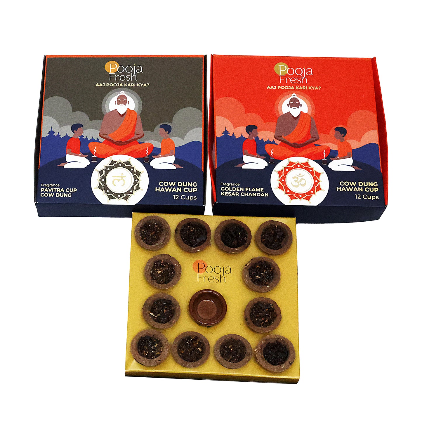 Pooja Fresh Combo – Natural & Saffron (24 Cups)